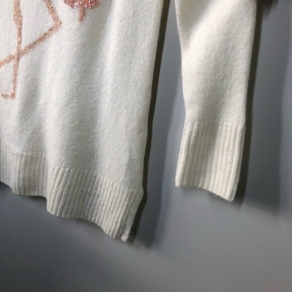 LC Lauren Conrad Ivory Knit Tunic Sweater with Flamingo Size  XS - Picture 4 of 7